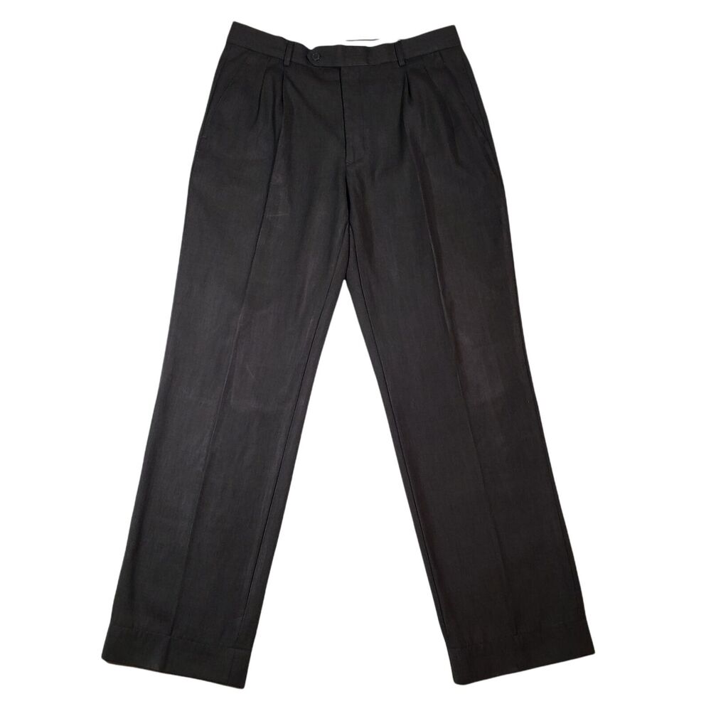 Eddie Domani Straight Leg Trousers 36 x 32 Mens 4 Pocket Pleated Slate Grey